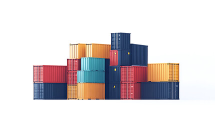 Fototapeta premium Colorful Shipping Containers Stacked Clipart