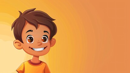 Obraz premium Detailed image of a boy with a happy expression, set against a solid color background
