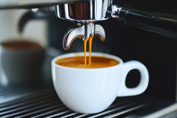 Barista's Pride: Up-Close Look at a Professional Espresso Machine Crafting Coffee Magic on International Coffee Day.