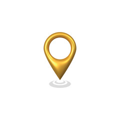 location icon mark. Realistic 3d golden Locate pin gps map design png transparent background. Vector illustration	