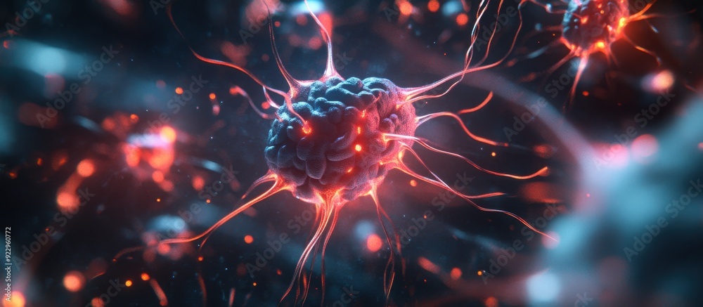 Sticker a group of cells resembling neurons with visible connections inside the nervous system, representing