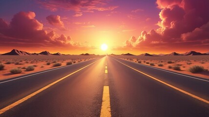 sunset on the highway