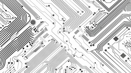 Produce a visual of a seamless electronic circuit board pattern set against a white background, highlighting intricate circuitry and modern design