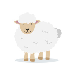 Fototapeta premium Sheep vector illustration. Cute sheep cartoon clipart, animal in flat style. Simple vector design isolated on white background. Farm animals concept, rural farming. Livestock animal
