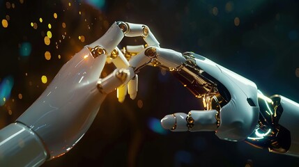 Two Robotic Arms Interlocked in a Gesture of Unity