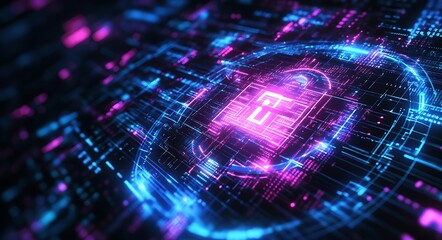 Obraz premium Abstract digital background with cyber security and data 