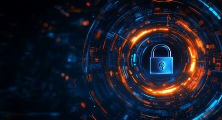 Abstract digital background with cyber security and data 