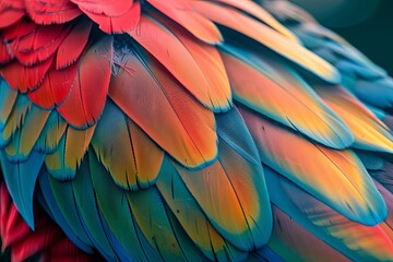 Fototapeta premium Close-up of Colorful Parrot Feathers.