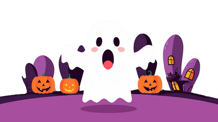 Obraz premium Adorable animated ghost with outstretched arms.