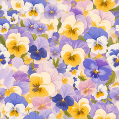 アニメ風のマルチカラーパンジーのテクスチャパターン