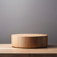wood podium for display product. Background for cosmetic product branding, identity and packaging inspiration 1:1
