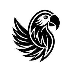 Minimalist parrot logo icon design silhouette vector art illustration