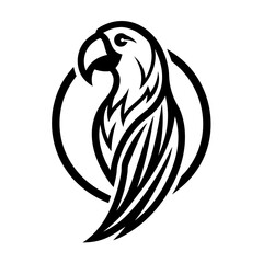 Minimalist parrot logo icon design silhouette vector art illustration