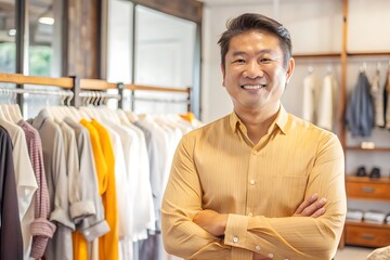 Fototapeta premium Confident Businessman Smiling in Retail Store.