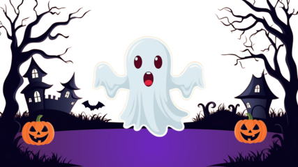 Creepy friendly ghost illustrated in Halloween concept.