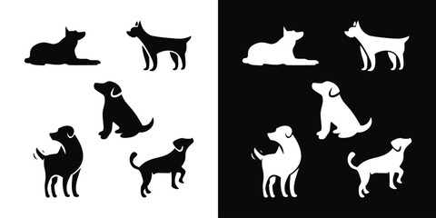 Set of Dog silhouette icon logo vector. Pet business isolated graphic