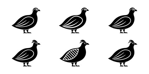 Quail logo icons. set of illustrations quail silhouette icon style vector art.
