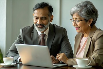 An Indian financial planner preparing or discussing retirement strategies, often depicted with financial planning tools or documents.
