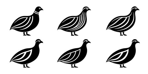 Quail logo icons. set of illustrations quail silhouette icon style vector art.
