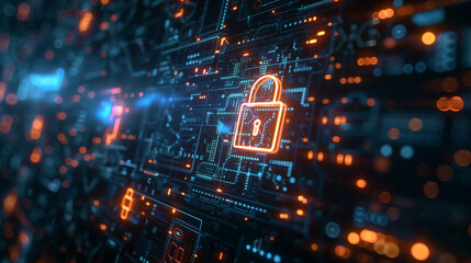Fototapeta premium Digital data security and encryption illustration.