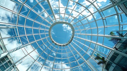 Approaching the revolving glass ceiling roof from the lower angle