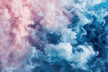 Fototapeta premium A captivating blend of pink and blue smoke swirling together, creating an ethereal and dreamy atmosphere perfect for various designs.