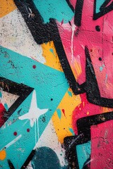 Fototapeta premium A graffiti-covered wall where the colors blend into an abstract, chaotic pattern. 