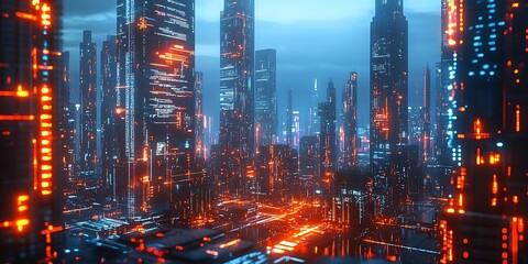 Cyberpunk Cityscape: Neon Lights and Futuristic Architecture