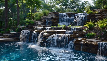 A majestic waterfall cascading into a pool