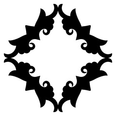 Geometrical decorative element or frame. Old Russian folk style. Ethnic background. BBlack silhouette on white background.