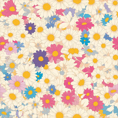 アニメ風のマルチカラーのマーガレットのテクスチャパターン