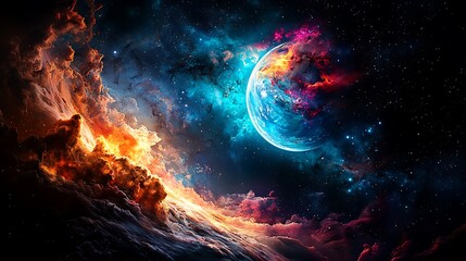 Fototapeta premium American Flag Reimagined as a Dazzling Cosmic Pattern in Deep Space