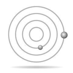 Chrome-colored design element in the form of orbits with planets. 3 D. Vector illustration.