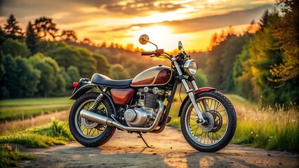 Vintage Motorcycle at Sunset.