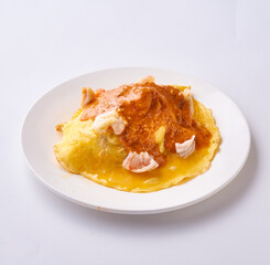 Shrimp Egg Wrapped Rice with Shrimp Roe Sauce