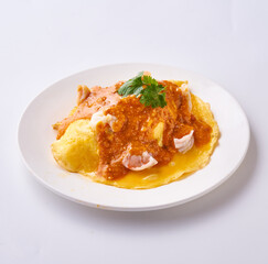 Shrimp Egg Wrapped Rice with Shrimp Roe Sauce