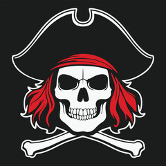 Pirate Skull Vector Design .