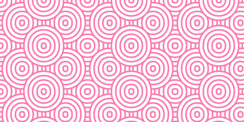 Fototapeta premium Minimal Vector overlapping Pattern diamond geometric pink color spiral line waves abstract wave line. seamless pink tile stripe overlap creative retro circle line fabric pattern white background.
