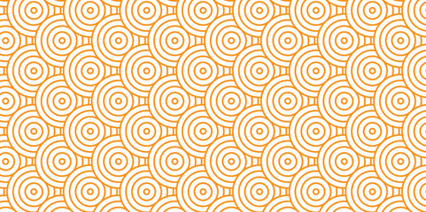 Fototapeta premium Seamless wave pattern with circles fabric curl Transparent vector backdrop. Seamless overlapping pattern with wave line circle brown geometric retro background.