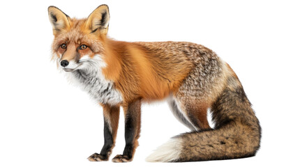 Fototapeta premium A majestic fox showcasing its vibrant orange fur and keen expression, embodying the essence of wildlife and natural beauty.