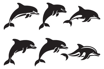Dolphin silhouette vector illustration .