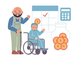 pension scheme retire retirement aged person elder grandparents saving future plan design icon illustration