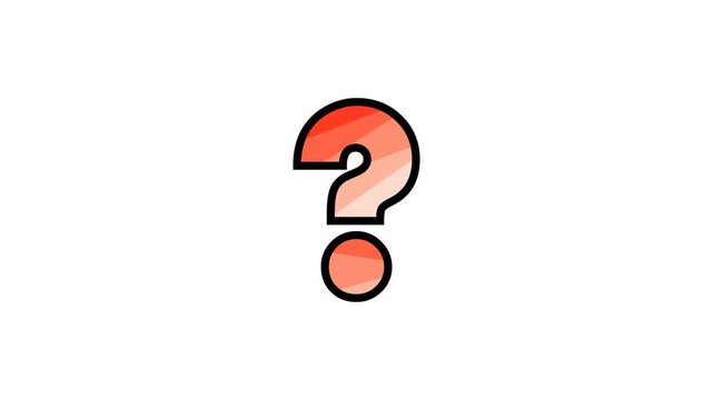 Question mark, concept with alpha channel. 2d micro animation, cartoon, clip art, illustration, vector. Web symbol in outline, black and white.