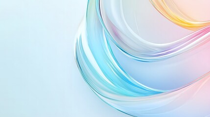 Abstract color curved wave shape glass background, 3d render