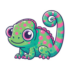 Obraz premium cute chameleon vector illustration