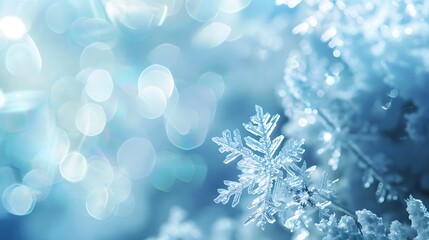 Close-up of a snowflake revealing its intricate crystalline structure and showcasing the beauty of winter.