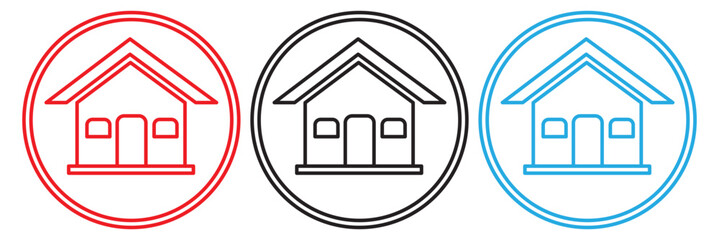 Home icon. Flat real estate home collection. House outline icon set. 
