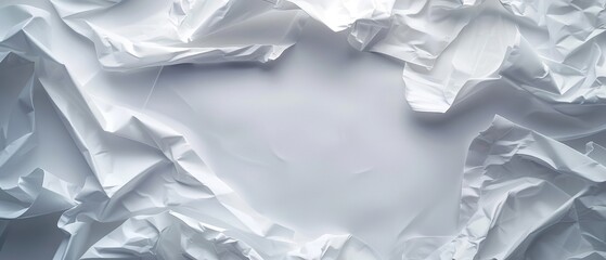 Obraz premium Crumpled white paper texture background with an abstract appearance, perfect for creative designs and artistic projects.