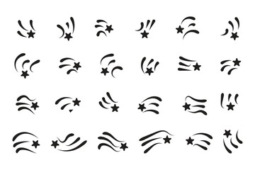 set of hand-drawn Ray Burst Accent Flourish, doodle swashes text elements word emphasis brush stroke, important characters text highlighters accents marks Decorative element 
