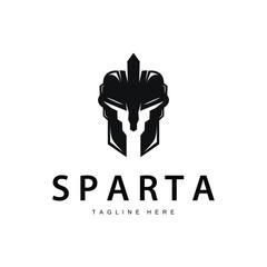 Spartan logo, barbarian warrior badge design simple silhouette spartan war helmet vector
